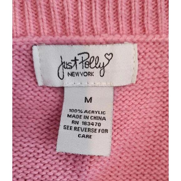 Just Polly NY pink daisy floral sweater vest 100% Acrylic Pastel Academia Preppy - Picture 5 of 5